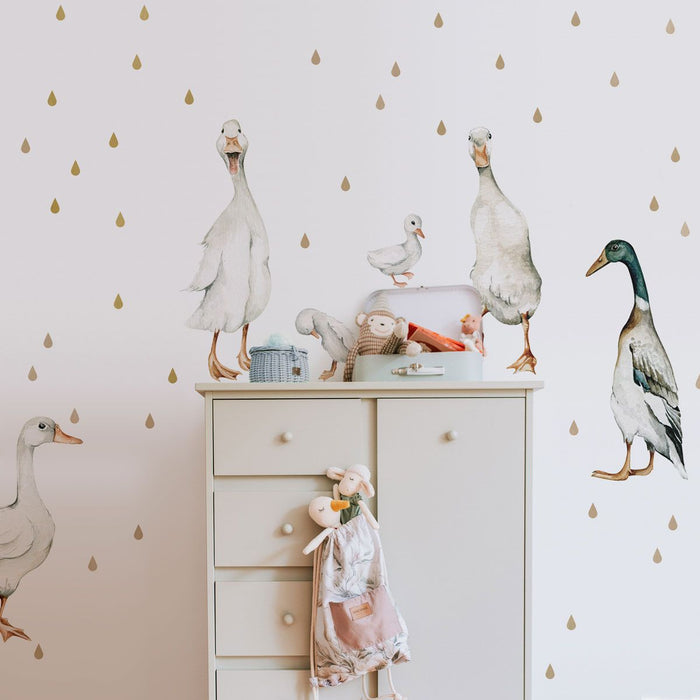 DEKORNIK White Ducks Wall Decal Set