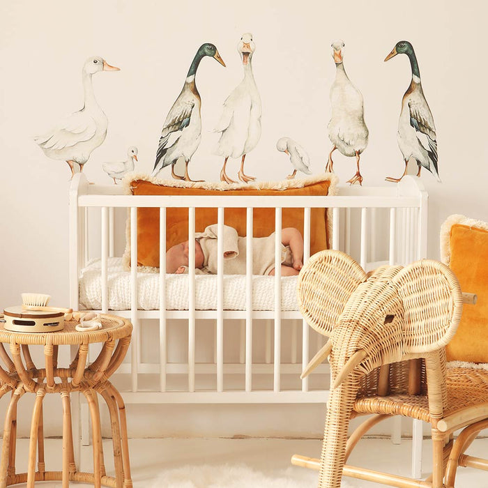 DEKORNIK White Ducks Wall Decal Set