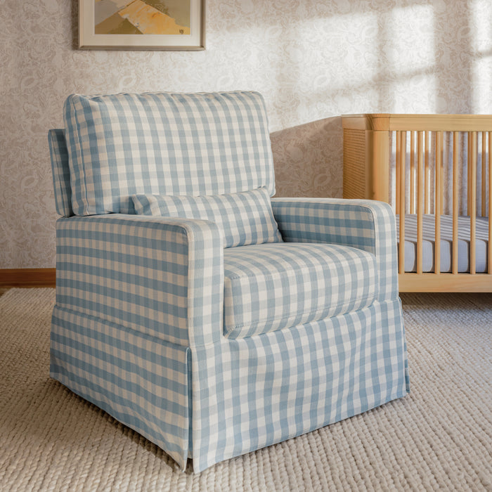 Namesake Crawford Pillowback Comfort Swivel Glider in Gingham