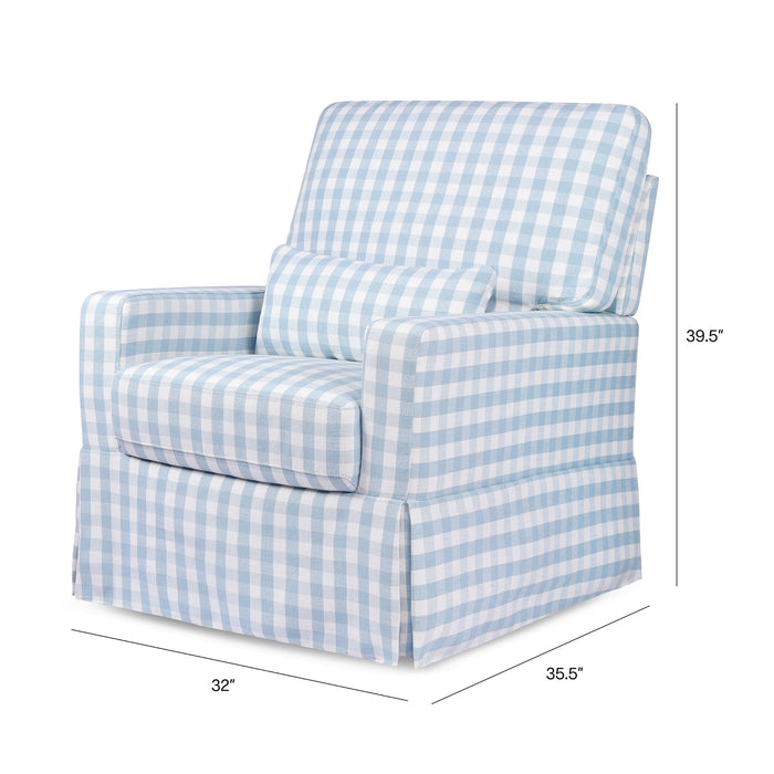 Namesake Crawford Pillowback Comfort Swivel Glider in Gingham