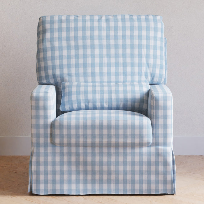 Namesake Crawford Pillowback Comfort Swivel Glider in Gingham