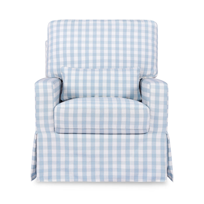 Namesake Crawford Pillowback Comfort Swivel Glider in Gingham