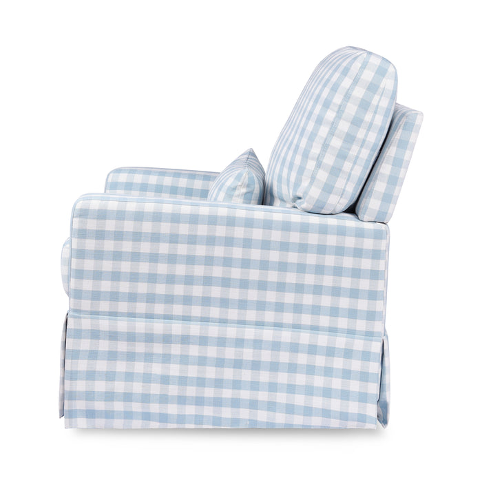 Namesake Crawford Pillowback Comfort Swivel Glider in Gingham