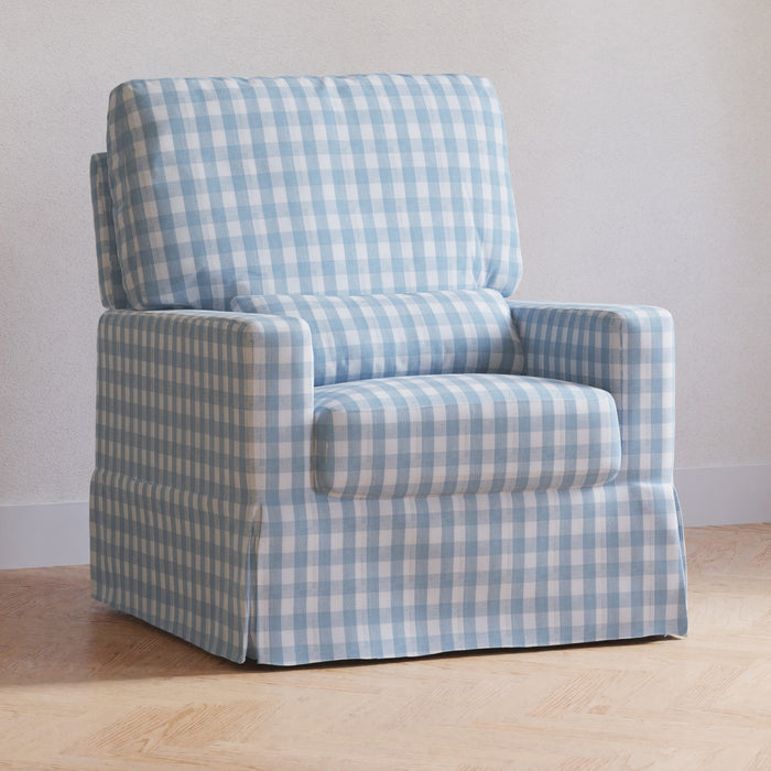 Namesake Crawford Pillowback Comfort Swivel Glider in Gingham