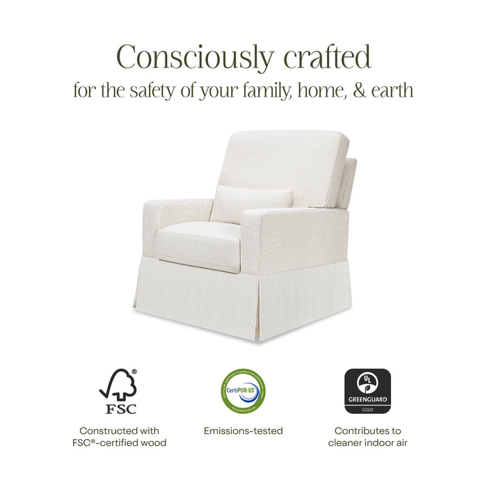 Crawford Pillowback Comfort Swivel Glider in Eco-Performance Fabric | Water Repellent & Stain Resistant