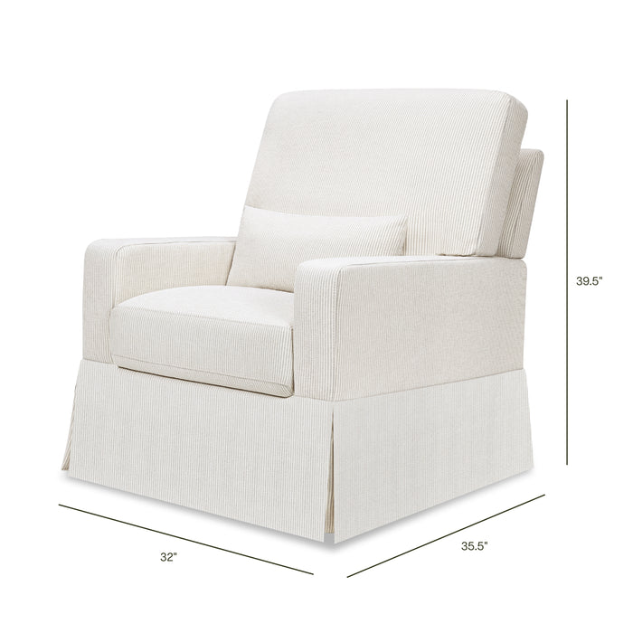 Crawford Pillowback Comfort Swivel Glider in Eco-Performance Fabric | Water Repellent & Stain Resistant