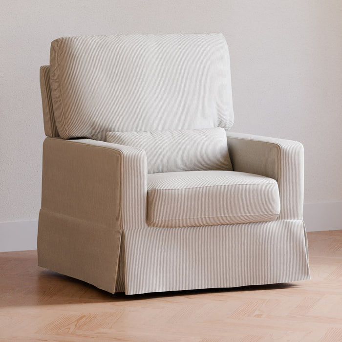 Crawford Pillowback Comfort Swivel Glider in Eco-Performance Fabric | Water Repellent & Stain Resistant