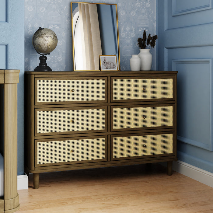 Namesake Marin with Cane 6-Drawer Assembled Dresser