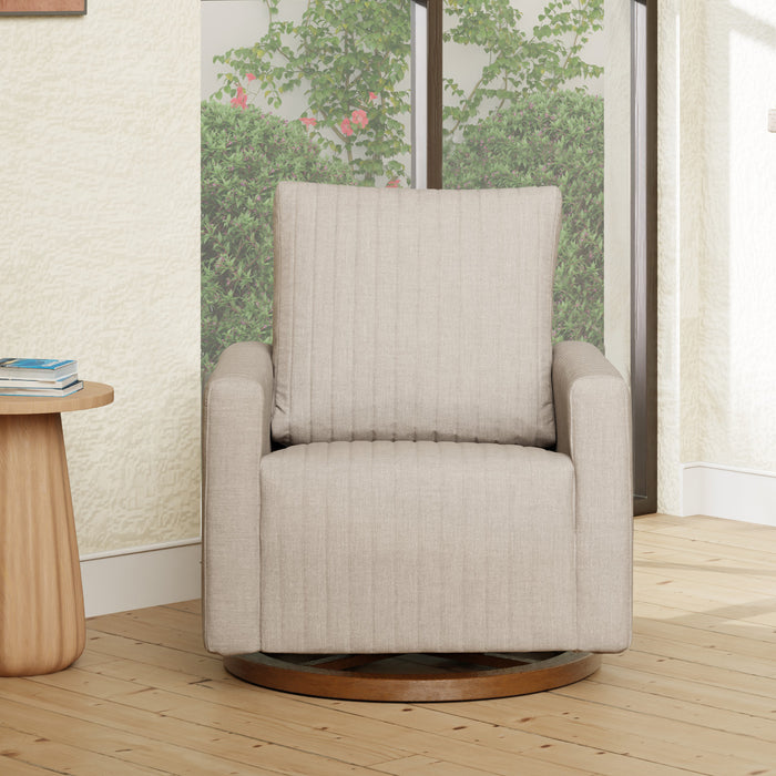 Babyletto Poe Channeled Swivel Glider in Eco-Performance Fabric | Water Repellent & Stain Resistant