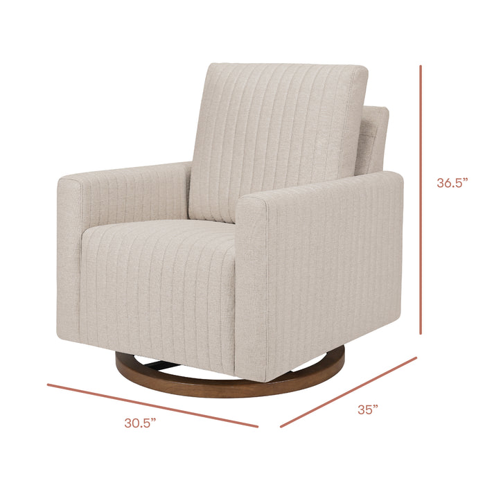 Babyletto Poe Channeled Swivel Glider in Eco-Performance Fabric | Water Repellent & Stain Resistant