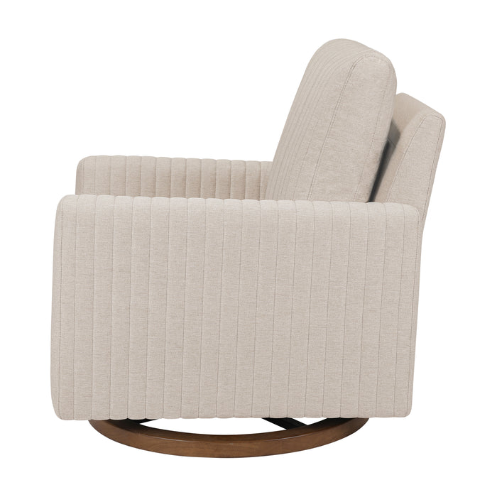 Babyletto Poe Channeled Swivel Glider in Eco-Performance Fabric | Water Repellent & Stain Resistant