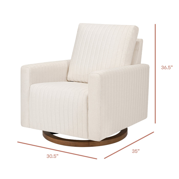 Babyletto Poe Channeled Swivel Glider in Eco-Performance Fabric | Water Repellent & Stain Resistant