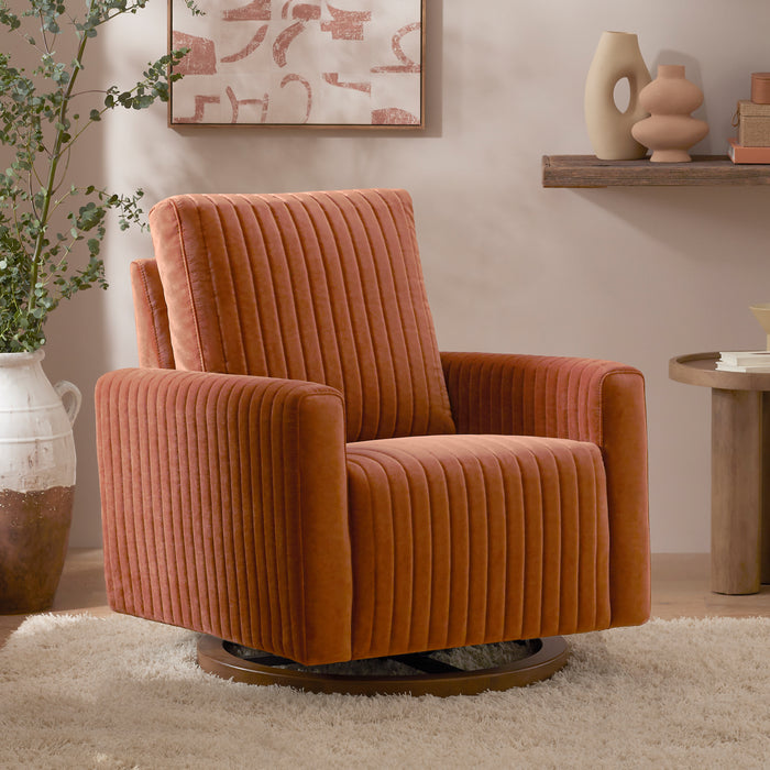 Babyletto Poe Channeled Swivel Glider in Velvet