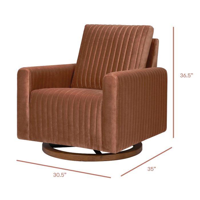 Babyletto Poe Channeled Swivel Glider in Velvet