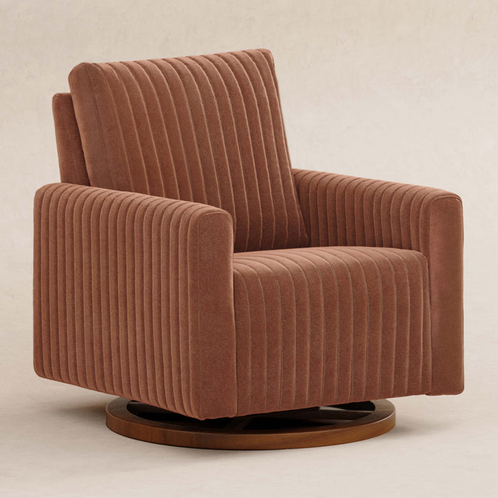 Babyletto Poe Channeled Swivel Glider in Velvet