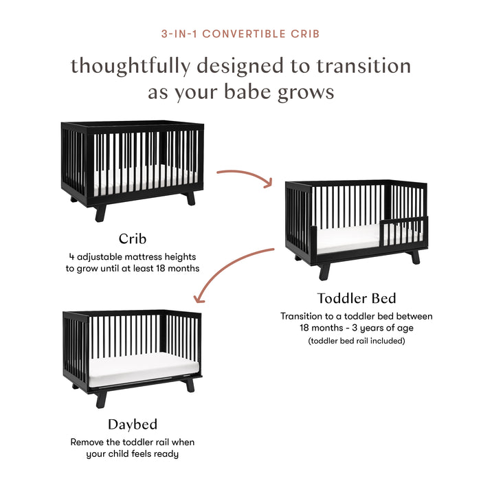 Babyletto Hudson 3-in-1 Convertible Crib with Toddler Bed Conversion Kit