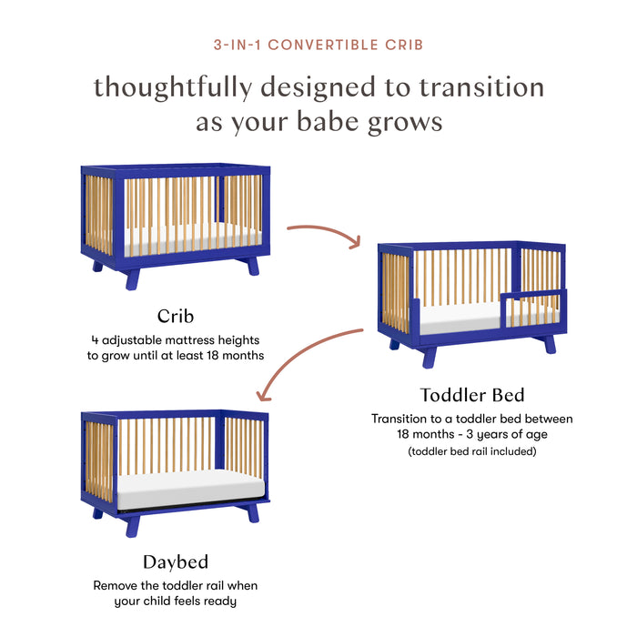 Babyletto Hudson 3-in-1 Convertible Crib with Toddler Bed Conversion Kit