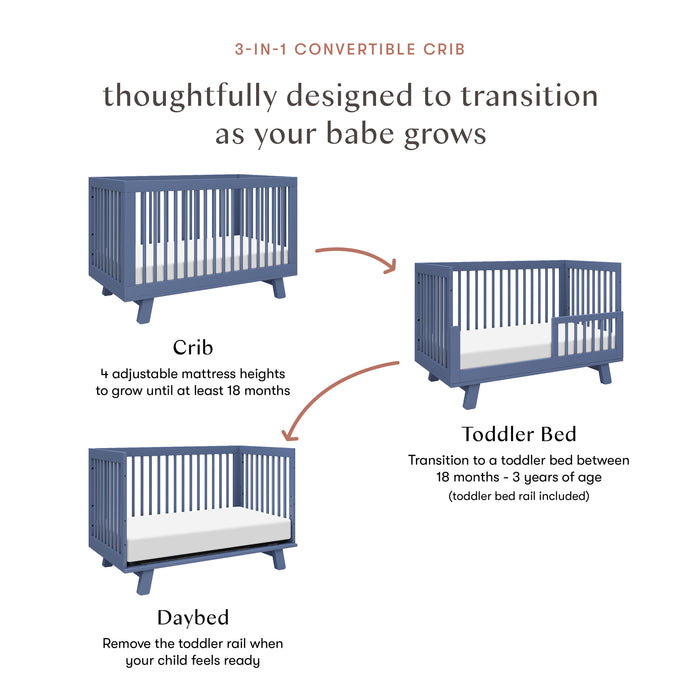 Babyletto Hudson 3-in-1 Convertible Crib with Toddler Bed Conversion Kit