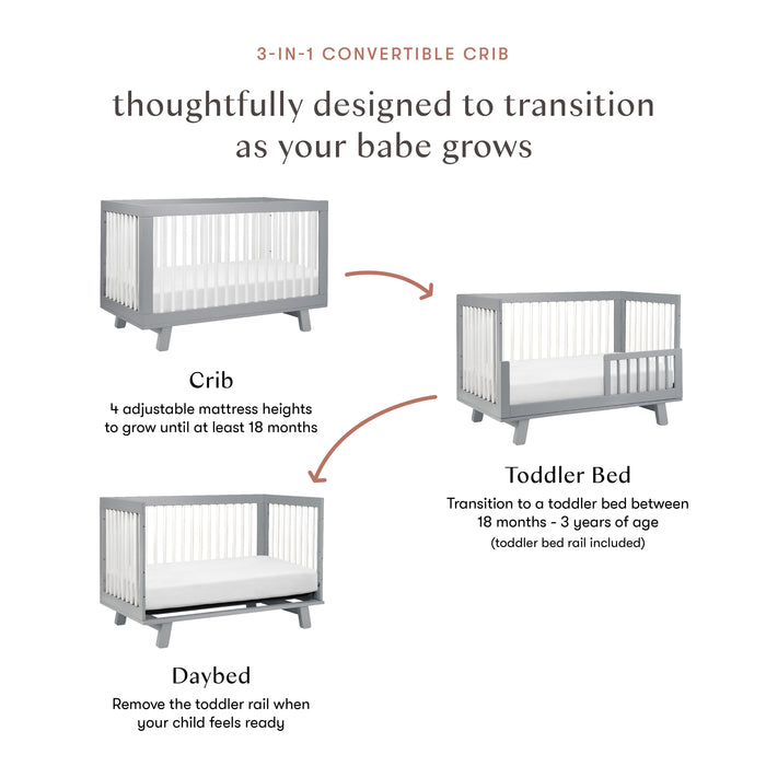 Babyletto Hudson 3-in-1 Convertible Crib with Toddler Bed Conversion Kit