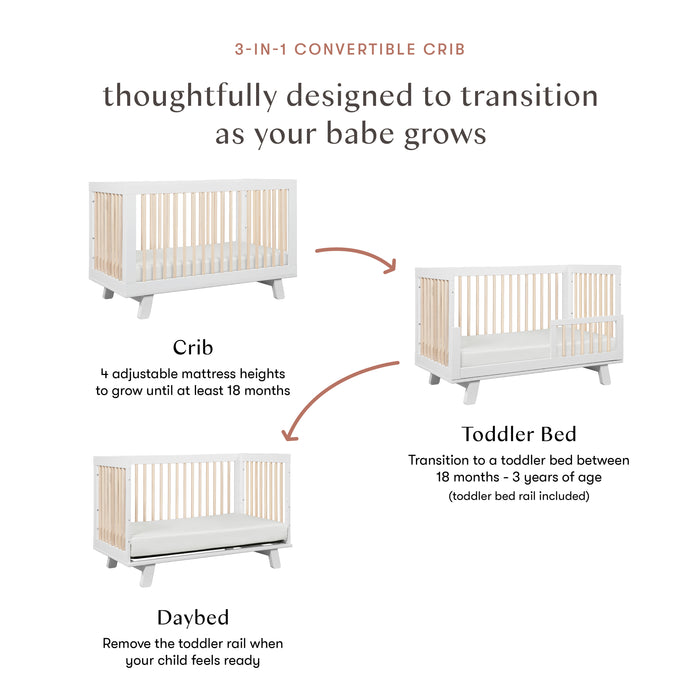 Babyletto Hudson 3-in-1 Convertible Crib with Toddler Bed Conversion Kit