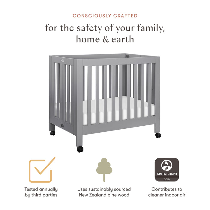 Gray mini crib deals