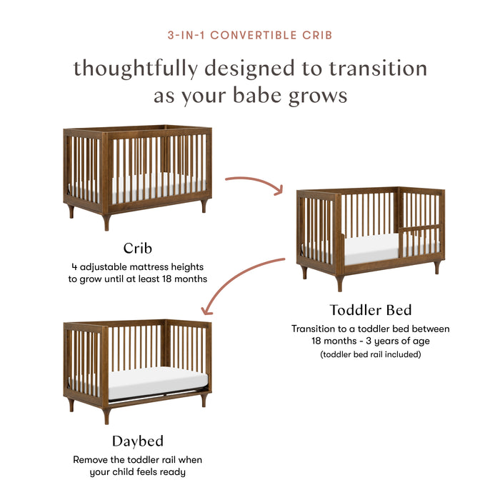 Babyletto Lolly 3-in-1 Convertible Crib with Toddler Bed Conversion Kit