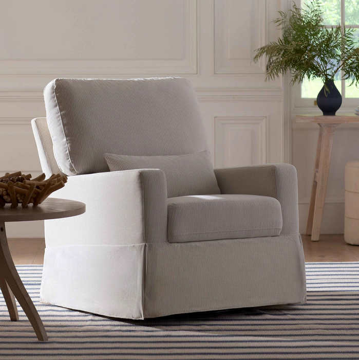 Crawford Pillowback Comfort Swivel Glider in Eco-Performance Fabric | Water Repellent & Stain Resistant