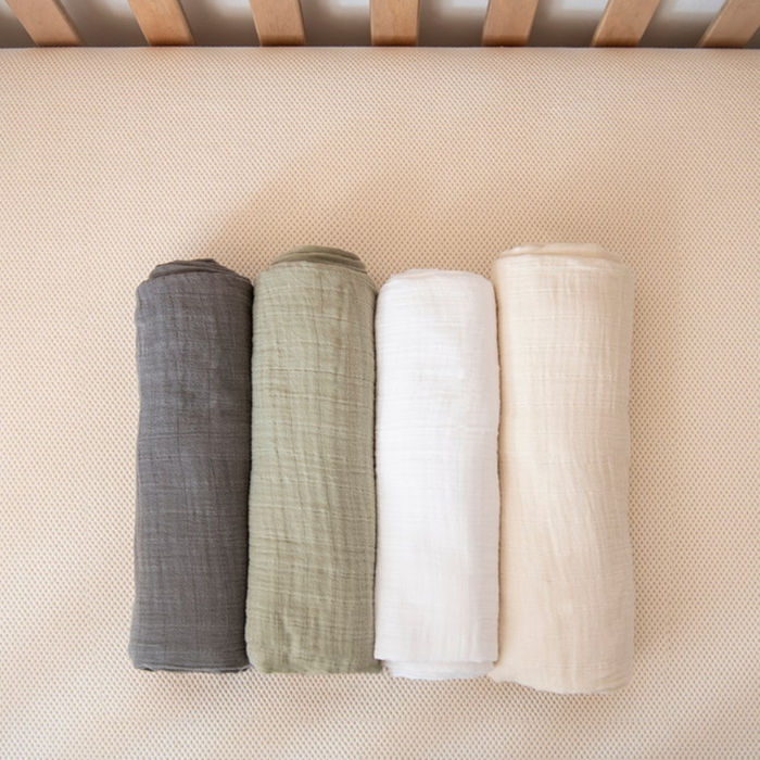 Naturepedic Organic Swaddle Blankets 2-Layer Breathable Muslin (4 Color Pack)