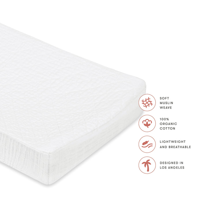 Babyletto Quilted Changing Pad Cover in GOTS Certified Organic Muslin Cotton