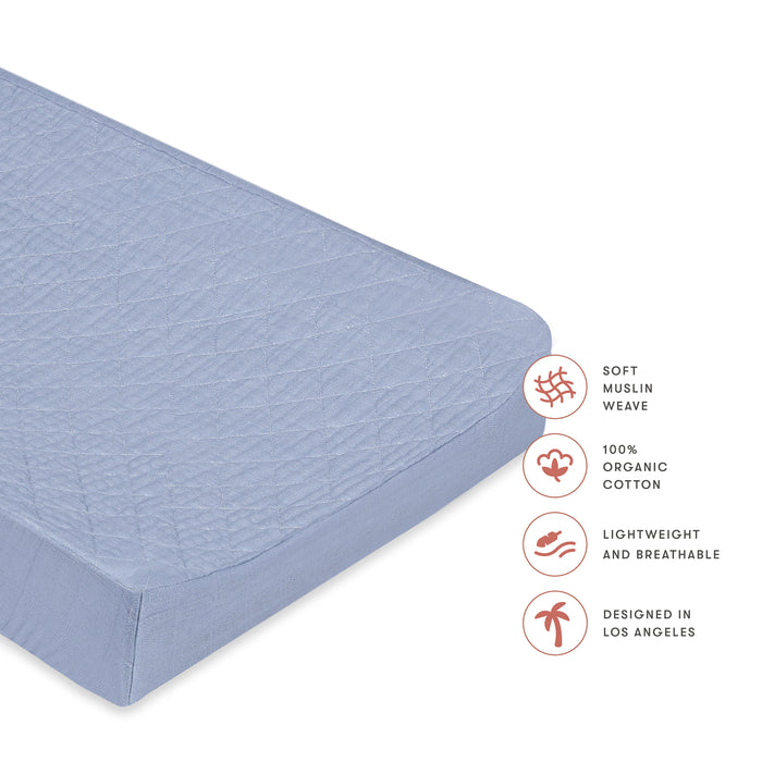 Babyletto Quilted Changing Pad Cover in GOTS Certified Organic Muslin Cotton