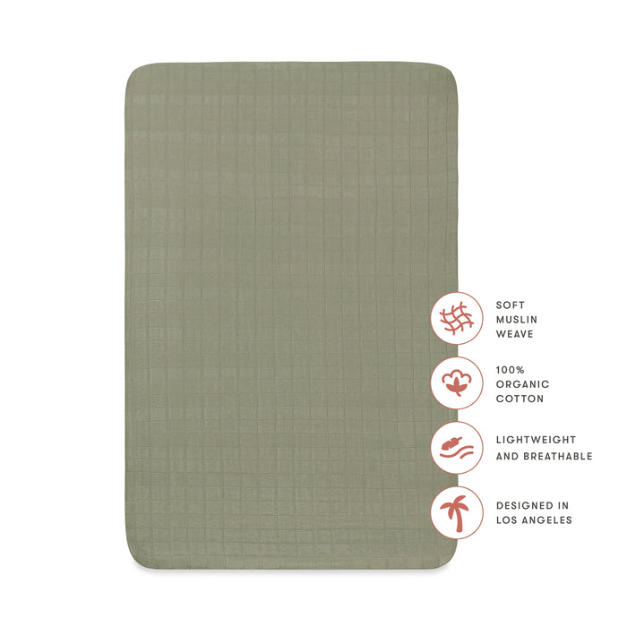 Babyletto Mini Crib Sheet in GOTS Certified Organic Muslin Cotton