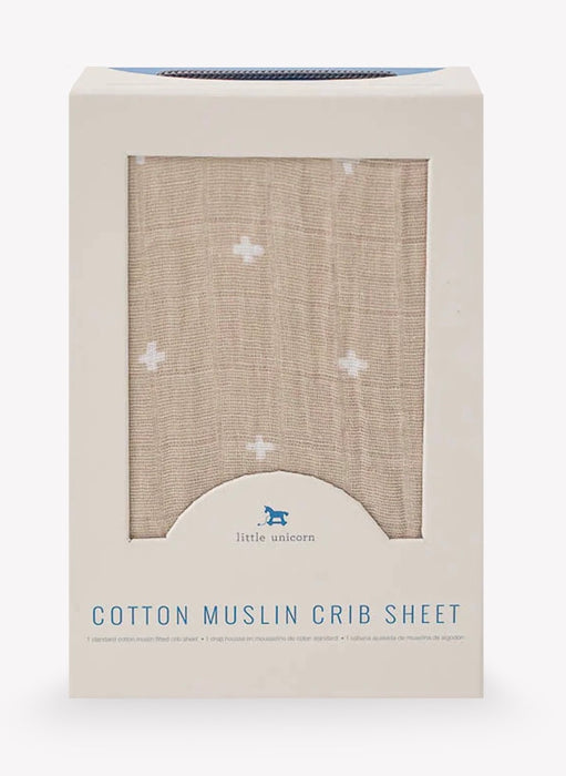 Little Unicorn Taupe Cross Crib Sheet