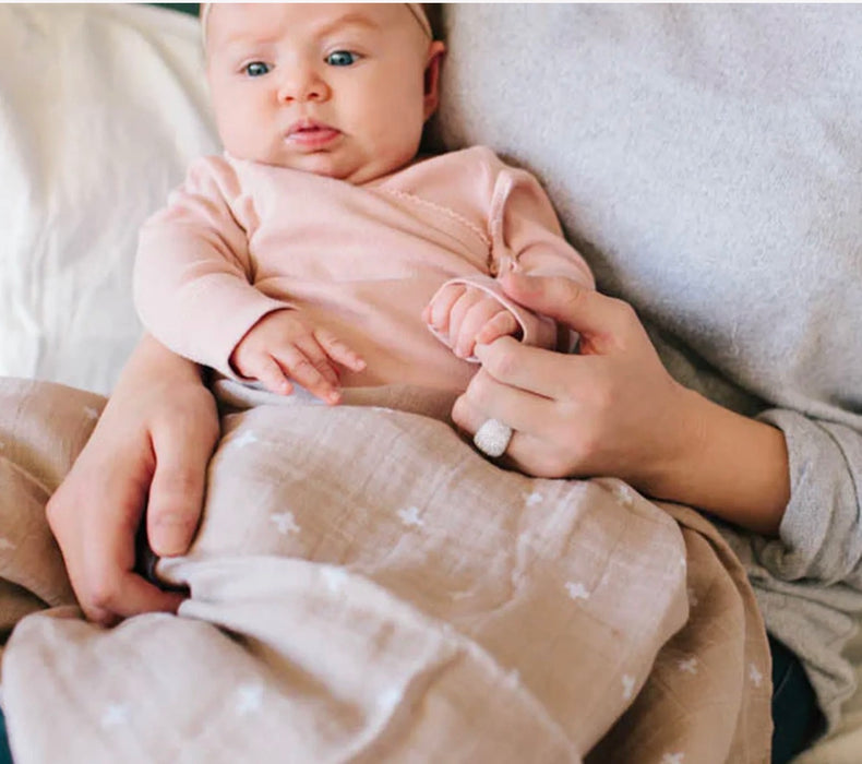 Little Unicorn Taupe Cross Swaddle Blanket