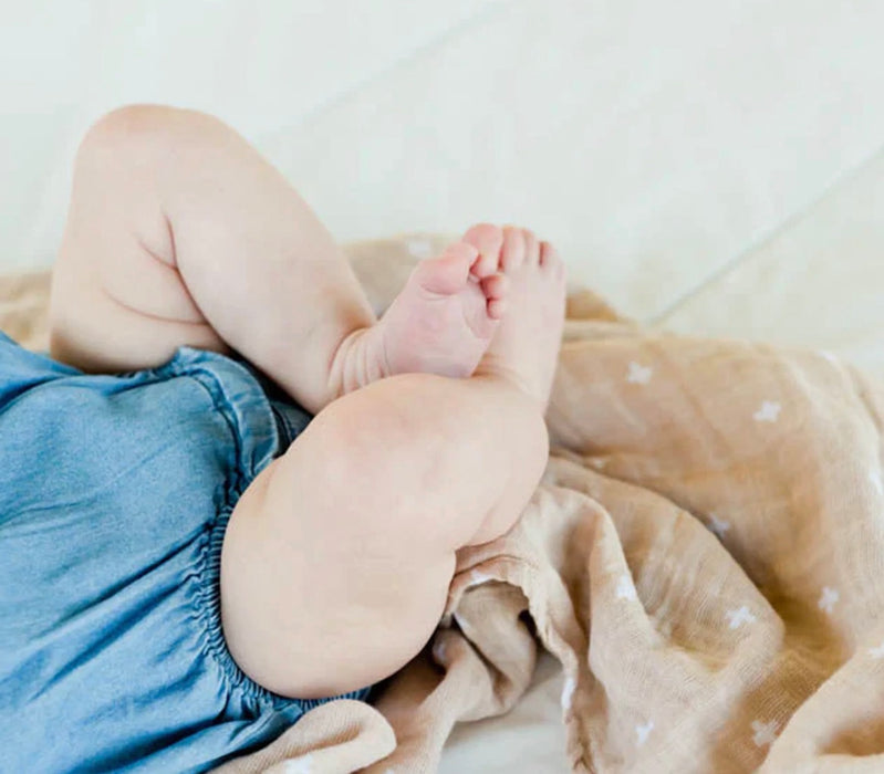 Little Unicorn Taupe Cross Swaddle Blanket