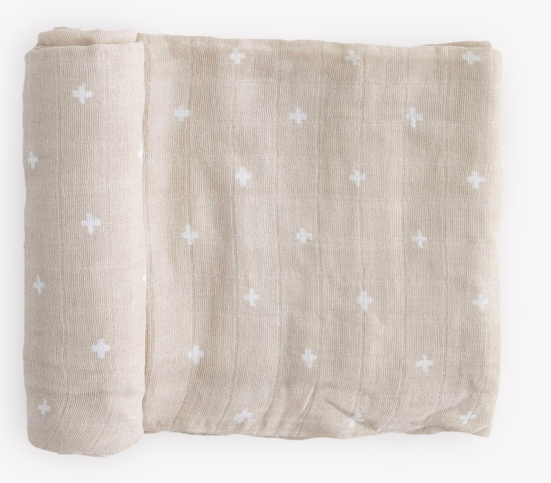 Little Unicorn Taupe Cross Swaddle Blanket