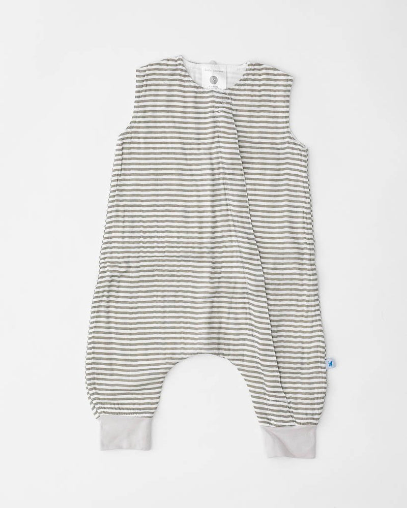 Little Unicorn Cotton Muslin Sleep Romper - Grey Stripe